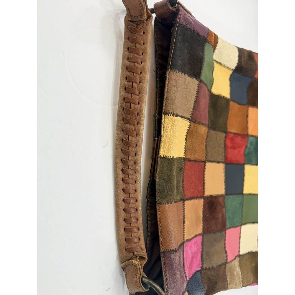*Rare* Lucky Brand Vintage Patchwork Leather Suede Hobo Bag Multicolor Boho Y2K - Picture 7 of 15